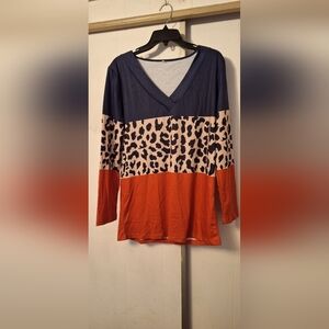 SHEIN Long sleeve T-shirt Cheetah Print NWOT SZ L